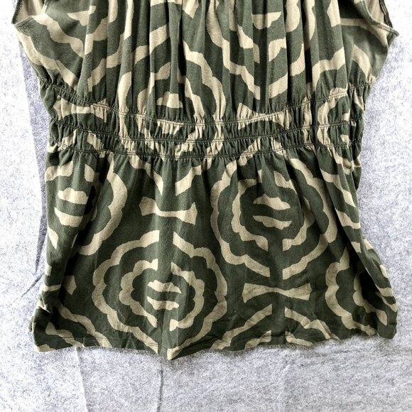 Michael Kors Off Shoulder Top Womens L Short Sleeve Babydoll Army Green Camo - Picture 4 of 8